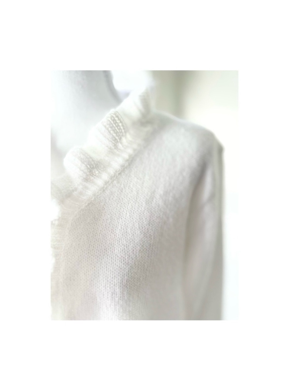 White Ruffle-Trim Button Sweater - Picture 3 of 6